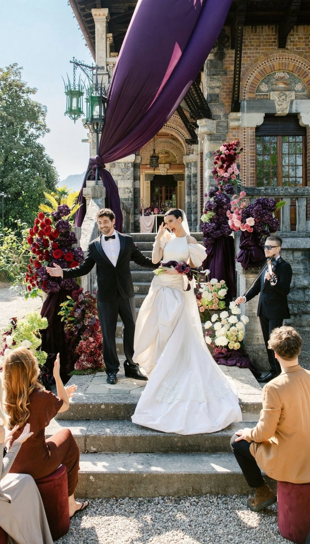 Wedding ceremony on the steps of Villa Pessina